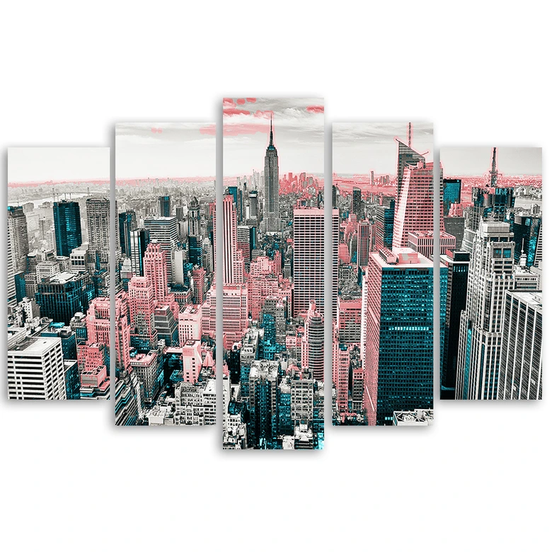 Leinwandbild 5 teilig, New York Manhattan Stadt Panorama 