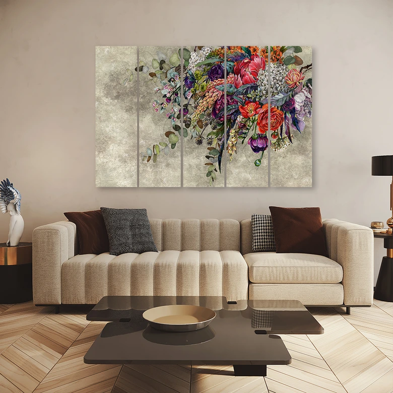 Leinwandbild 5 teilig, Blumenstrauß 