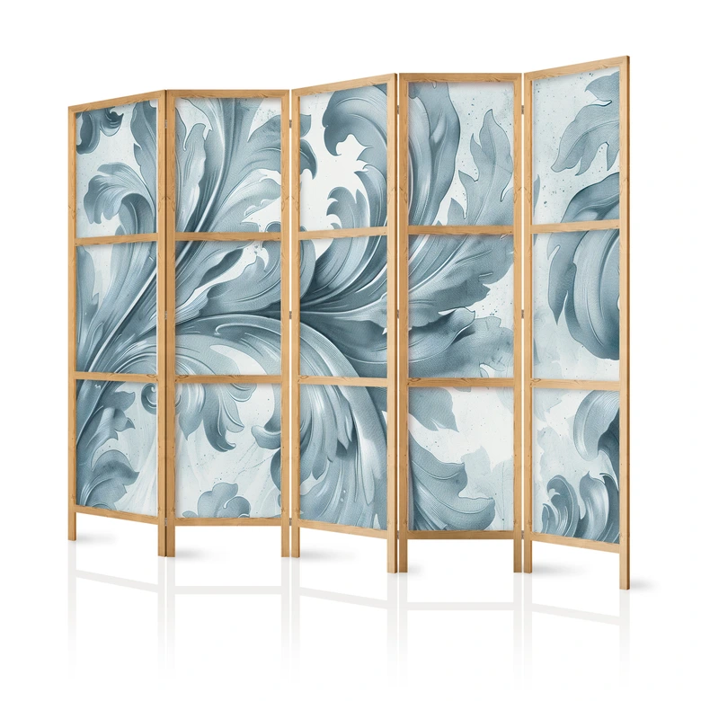 Japanischer Paravent, Raumteiler freistehend, Trennwand - Botanical Motif: Leaves and Vines, Sandy Colors 