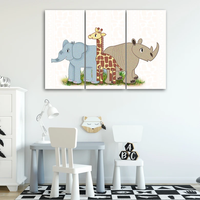 Leinwandbild 3-teilig, Tiere 