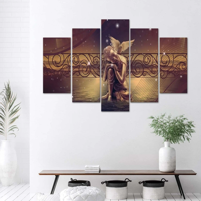 Leinwandbild 5 teilig, Buddha Braun Feng Shui 