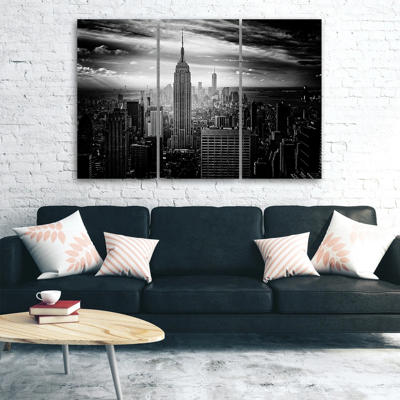 Leinwandbild 3-teilig, New York City Schwarz und Weiß 