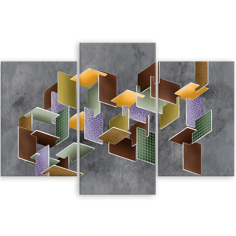 Leinwandbild 3 teilig, 3D -Rätsel 