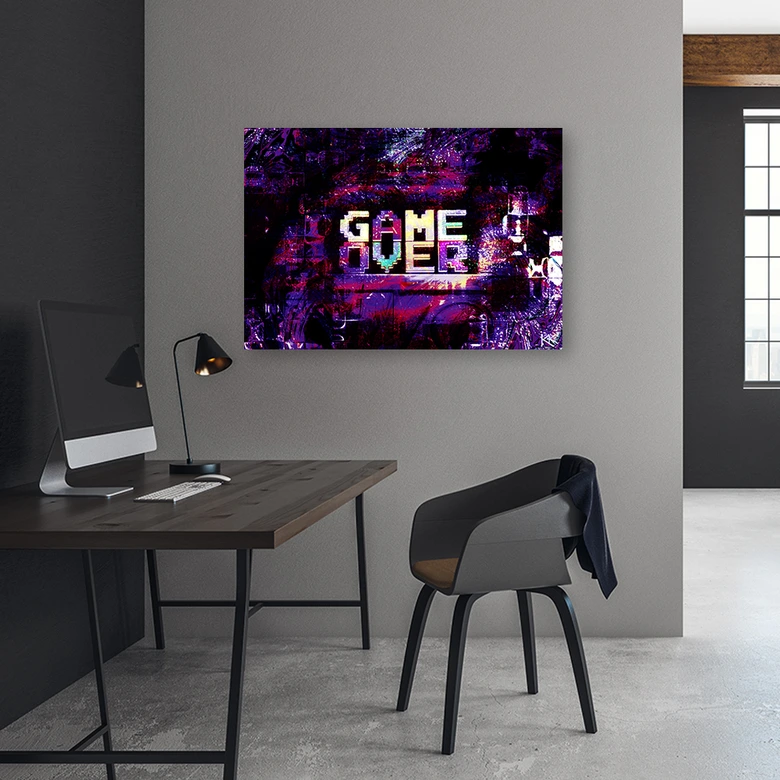 Leinwandbild, Abstraktes Spiel über Inschrift 