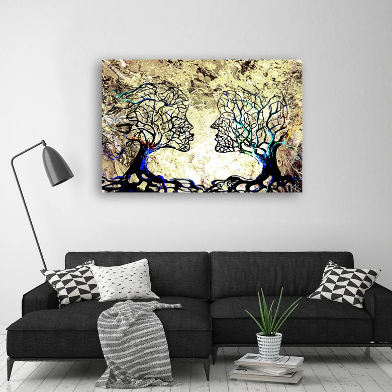Leinwandbild, Kussbaum Liebe Abstraktion 