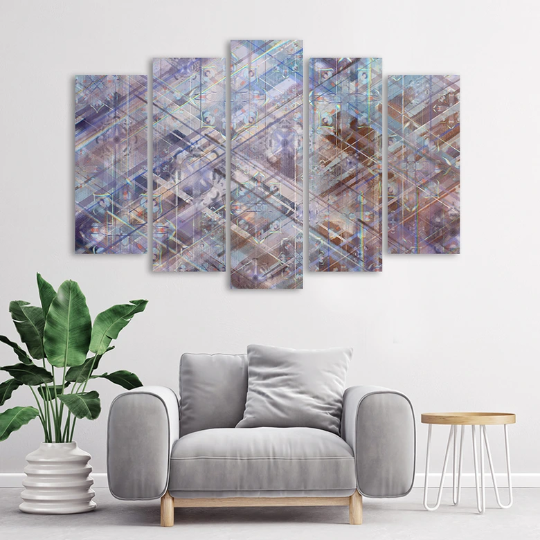 Leinwandbild 5 teilig, Abstrakte geometrische Formen 