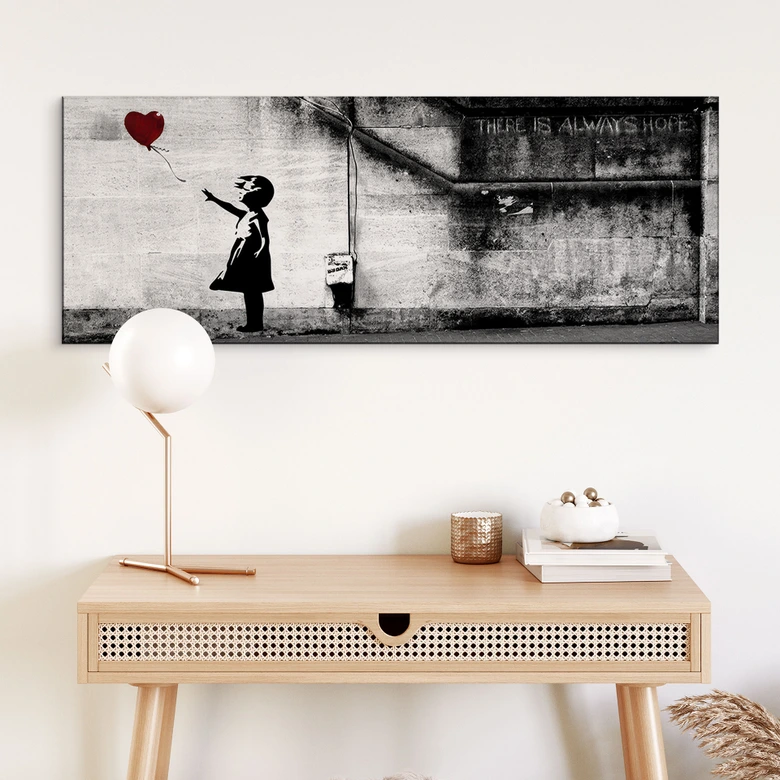 Tableaux Banksy - Girl with balloon - Panorama - Alu-Dibond 