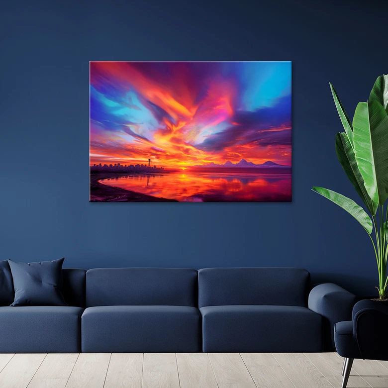 Leinwandbild, Abstrakter Himmel über einer Stadt 
