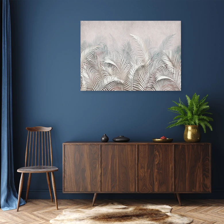 Leinwandbild, 3D Palmblätter 