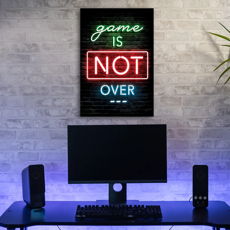 Leinwandbild, Inschrift für Spieler Neonspiele 