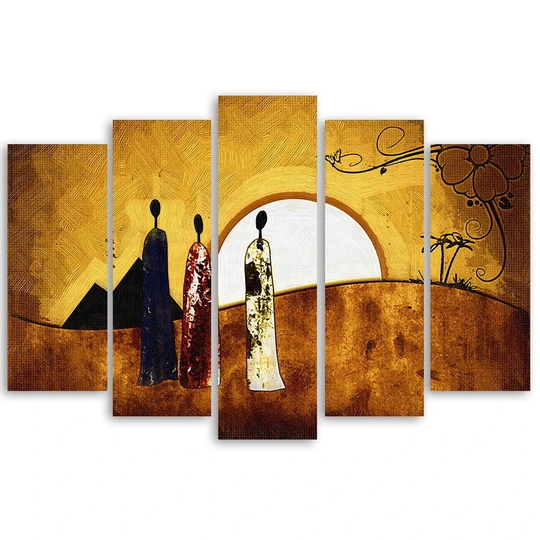 Canvas print 5 stuks, Afrika - vrouwen - landschap 