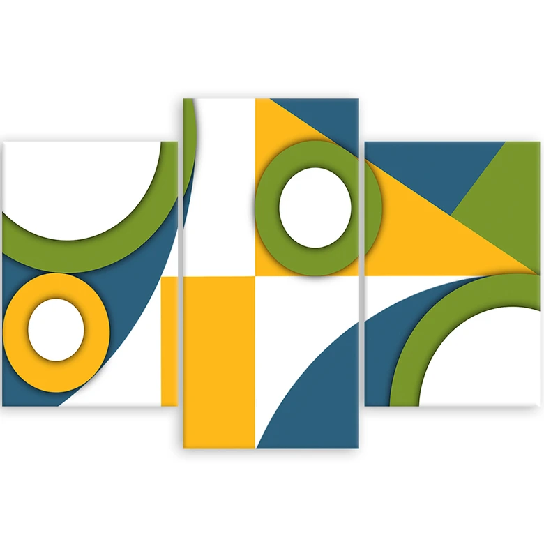 Leinwandbild 3 teilig, Geometrische Abstraktionsformen 