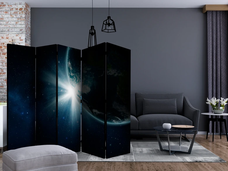 Paravent, Raumteiler freistehend, Trennwand - Earth II, 5-teilig - einseitig bedruckt - 225x172 cm 
