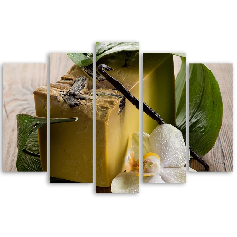 Leinwandbild 5 teilig, Orchideenblatt 