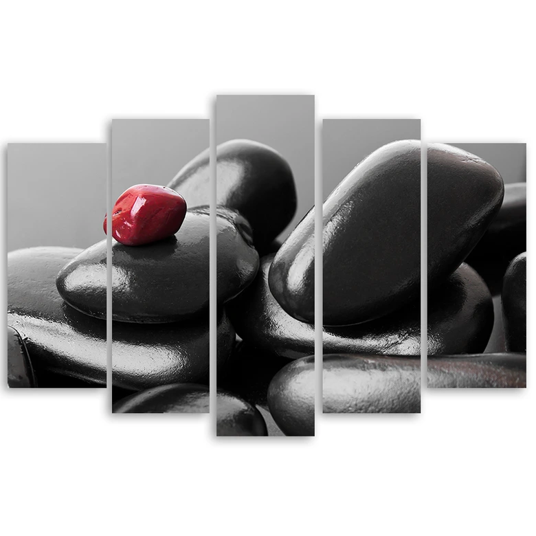 Leinwandbild 5 teilig, Schwarze Zen-Steine 