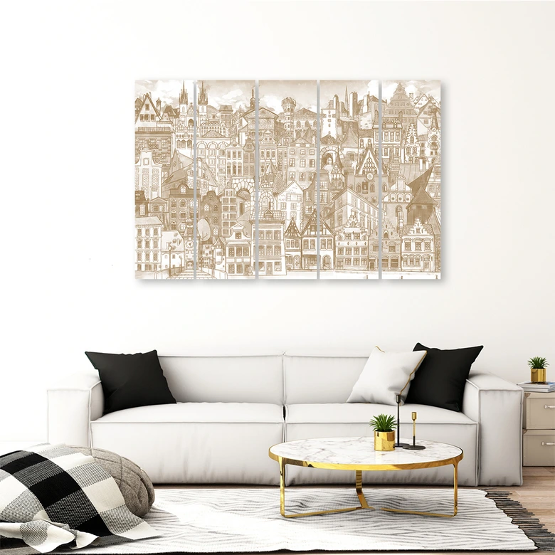 Leinwandbild 5 teilig, Fröhliche Stadt 