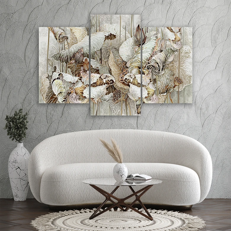 Leinwandbild 3 teilig, Saint Lotos Blumen 