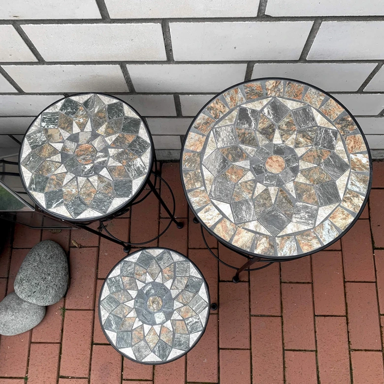 Support pour pot de fleur en mosaïque rond - lot de 3 