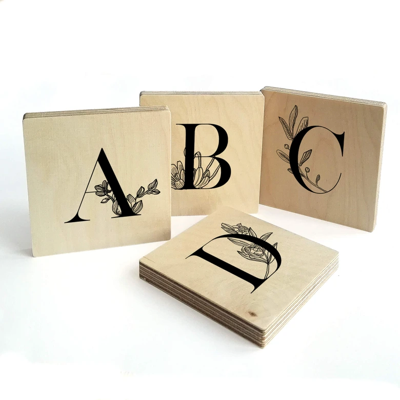 Wooden letters floral alphabet 
