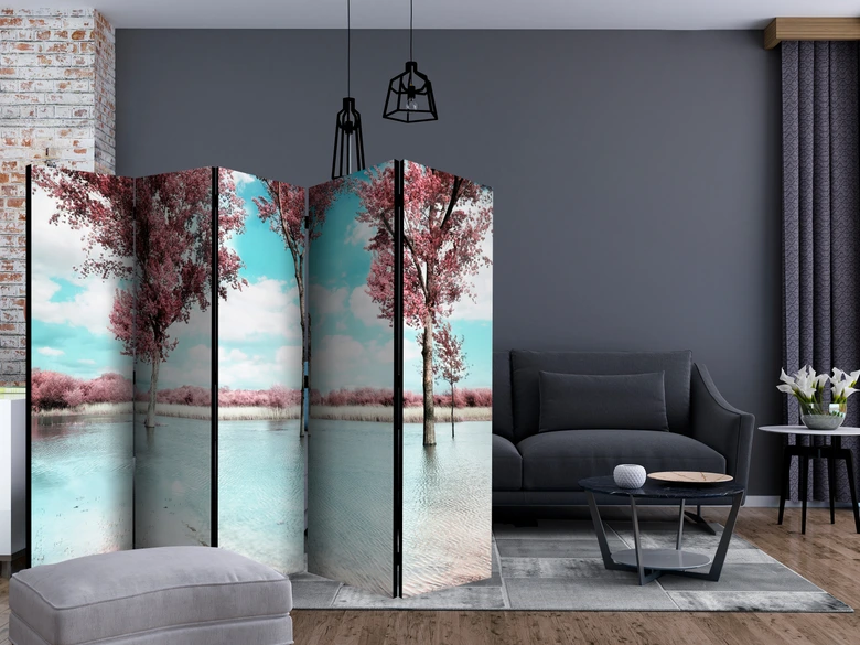 Paravent, Raumteiler freistehend, Trennwand - Herbstliche Szenerie , 5-teilig - 225x172 cm 