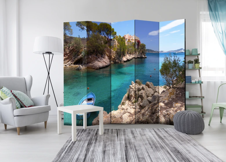 Schermo divisorio - Soggiorno di vacanza, 5 pezzi - 225x172 cm 