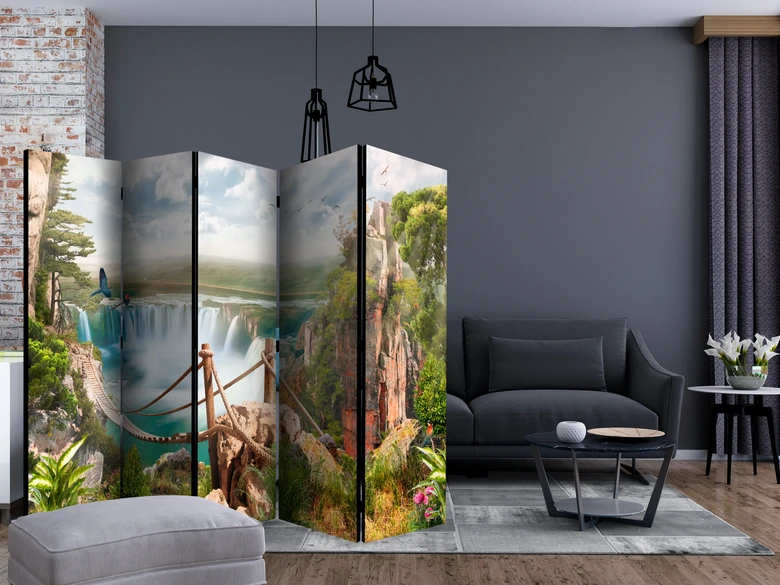 Paravent Séparation de pièce - Paradis caché , 5 pièces - 225x172 cm 