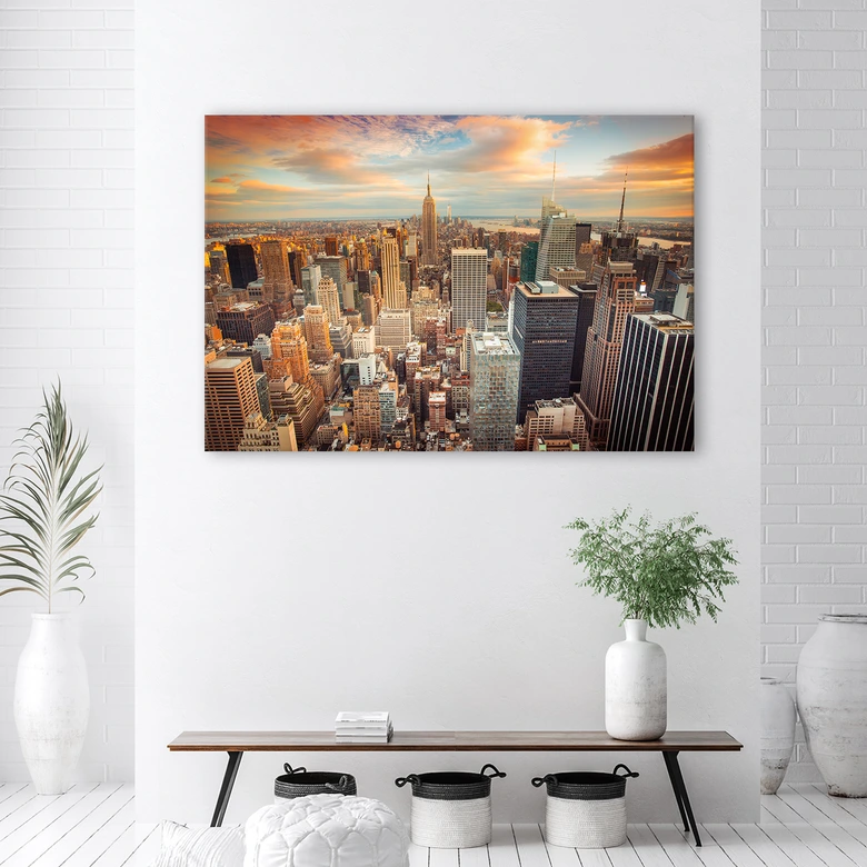 Canvasbillede, solnedgang over New York 