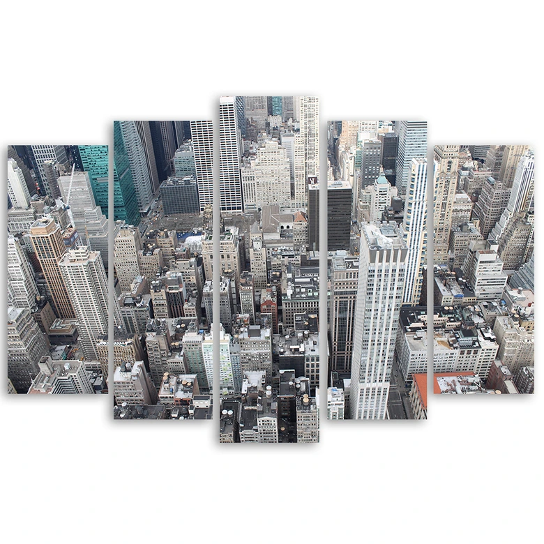Leinwandbild 5 teilig, New York Stadt Wolkenkratzer 