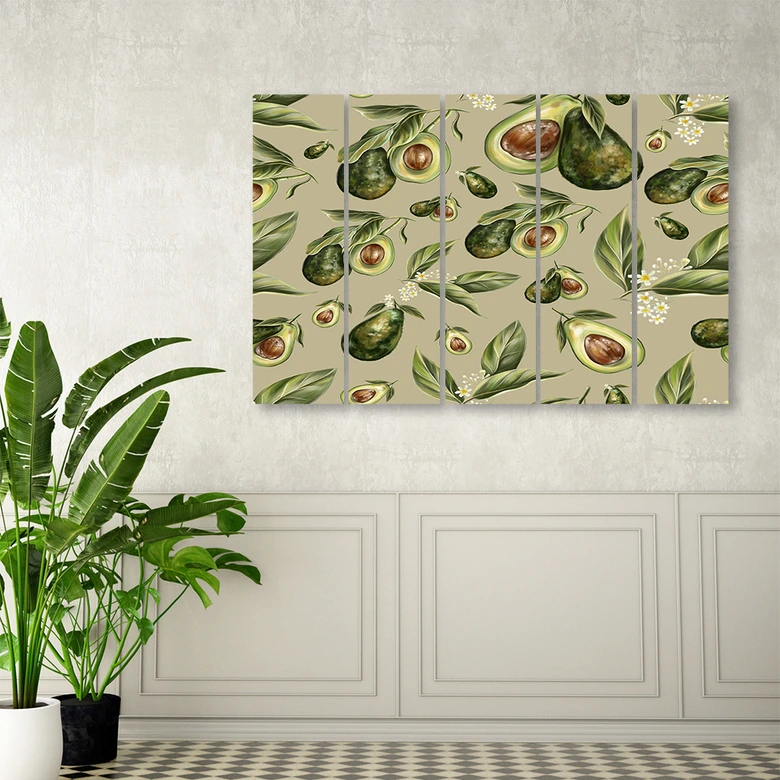 Leinwandbild 5 teilig, Avocado -Hälften 