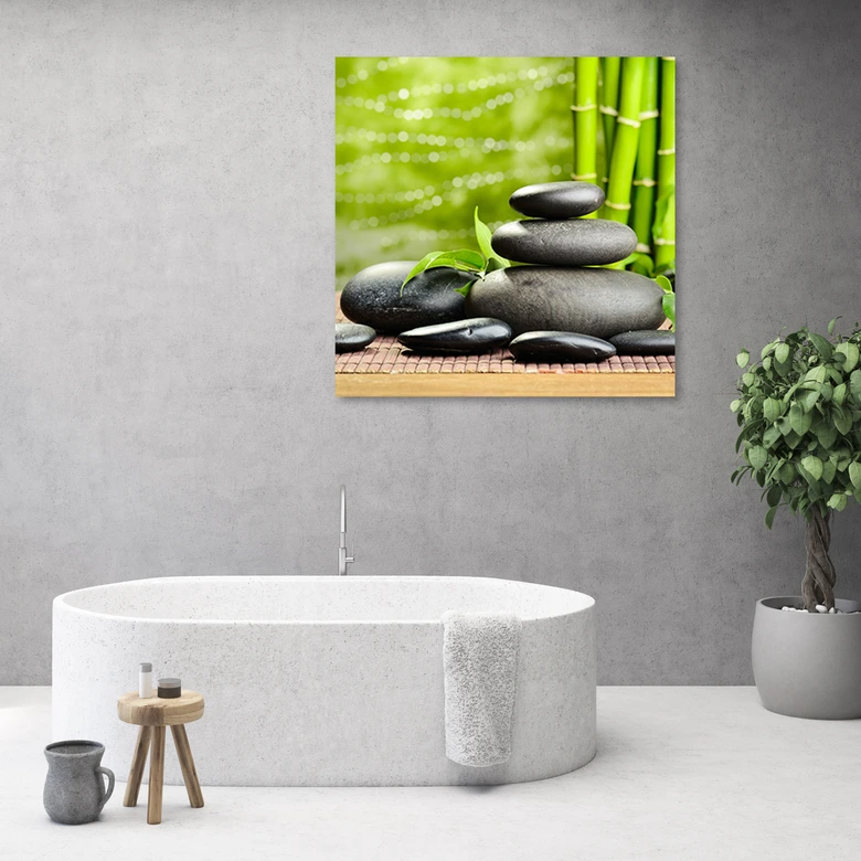 Leinwandbild, Steine Bambus Zen Spa 