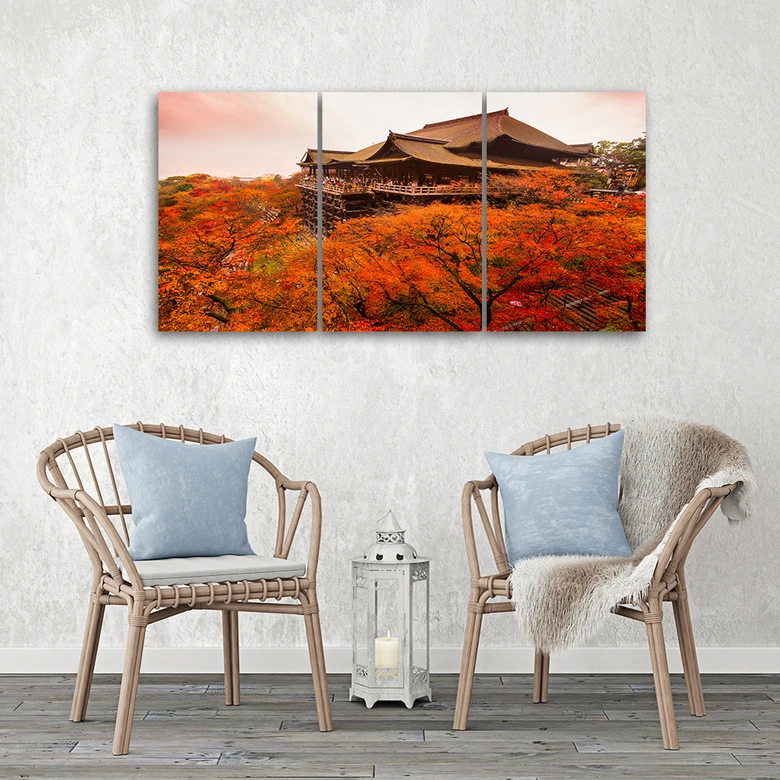 Leinwandbild 3-teilig, Garten Japan Landschaft 