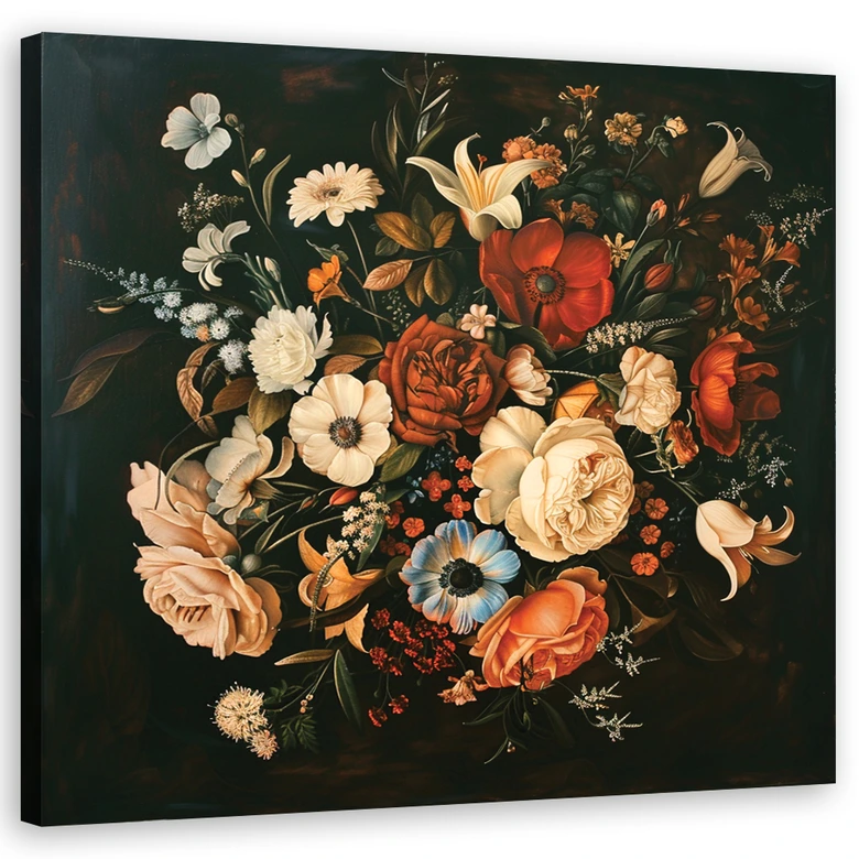 Leinwandbild Retro Vintage Blumen 