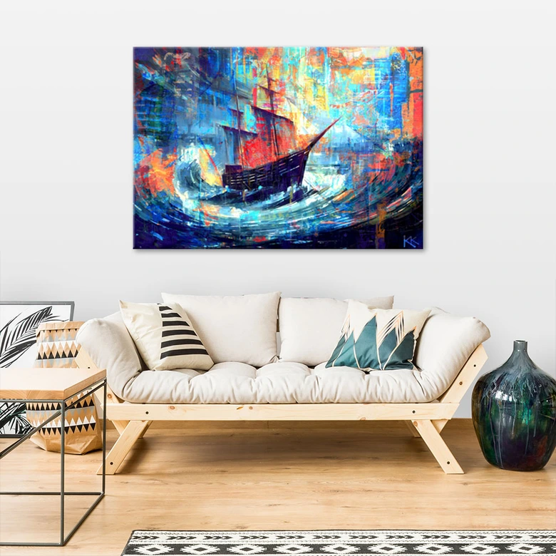 Leinwandbild, Schiff auf See 
