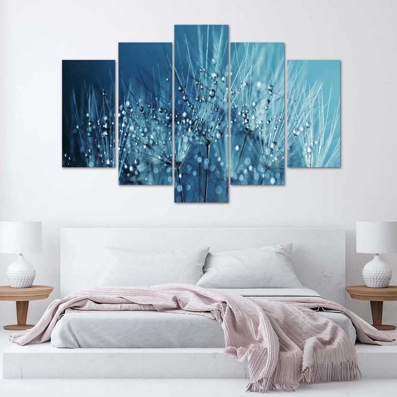 Leinwandbild 5 teilig, Blaue Gebläse 