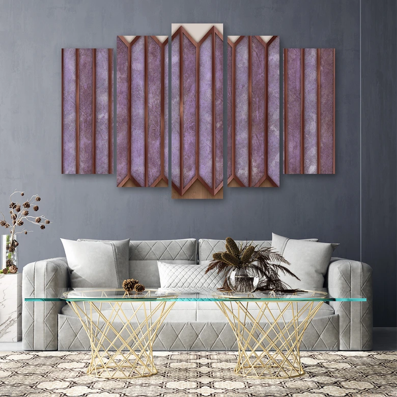 Leinwandbild 5 teilig, Buntes 3D -Fenster 