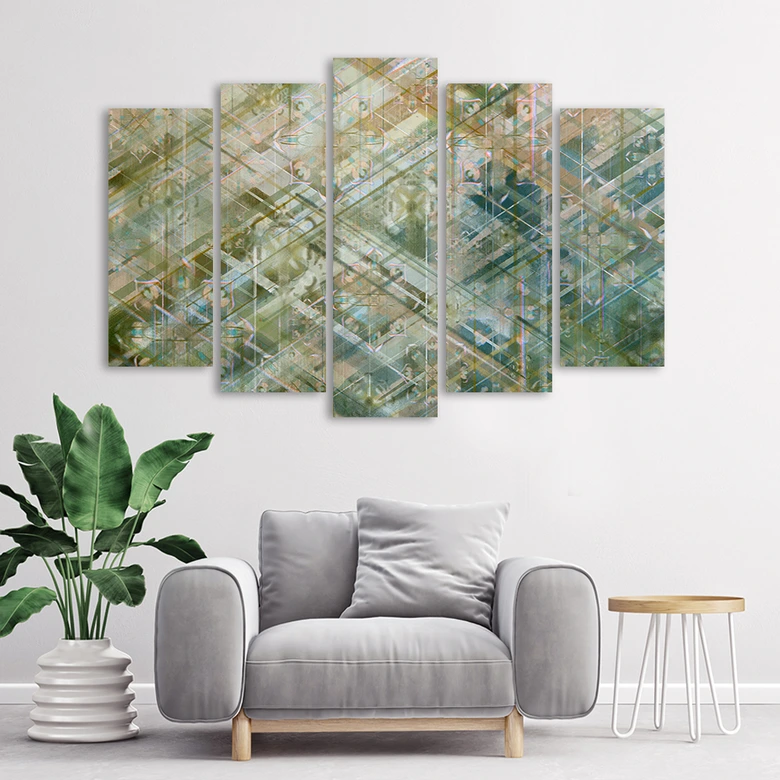 Leinwandbild 5 teilig, Abstrakte geometrische Formen 