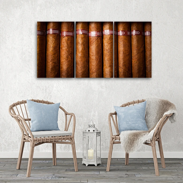 Leinwandbild 3-teilig, Kubanische Zigarre 