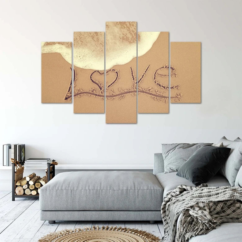 Tableau sur toile en 5 parties Love Sand Lettering 