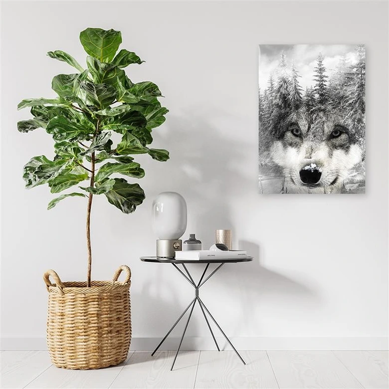 Canvasbillede, Ulv i et vinterlandskab 