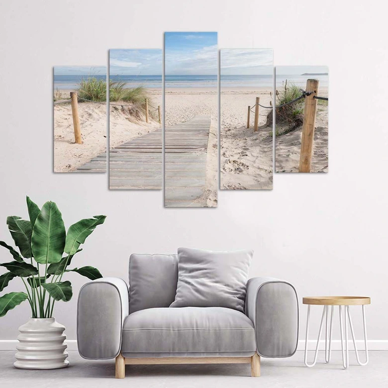 Canvas print 5 stuks, strand zee 