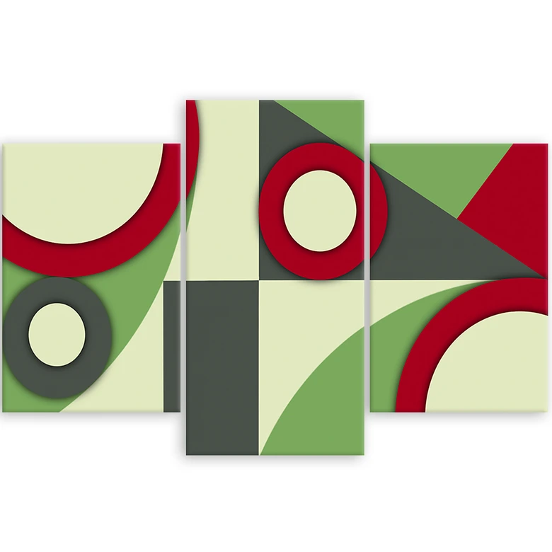 Leinwandbild 3 teilig, Geometrische Abstraktionsformen 