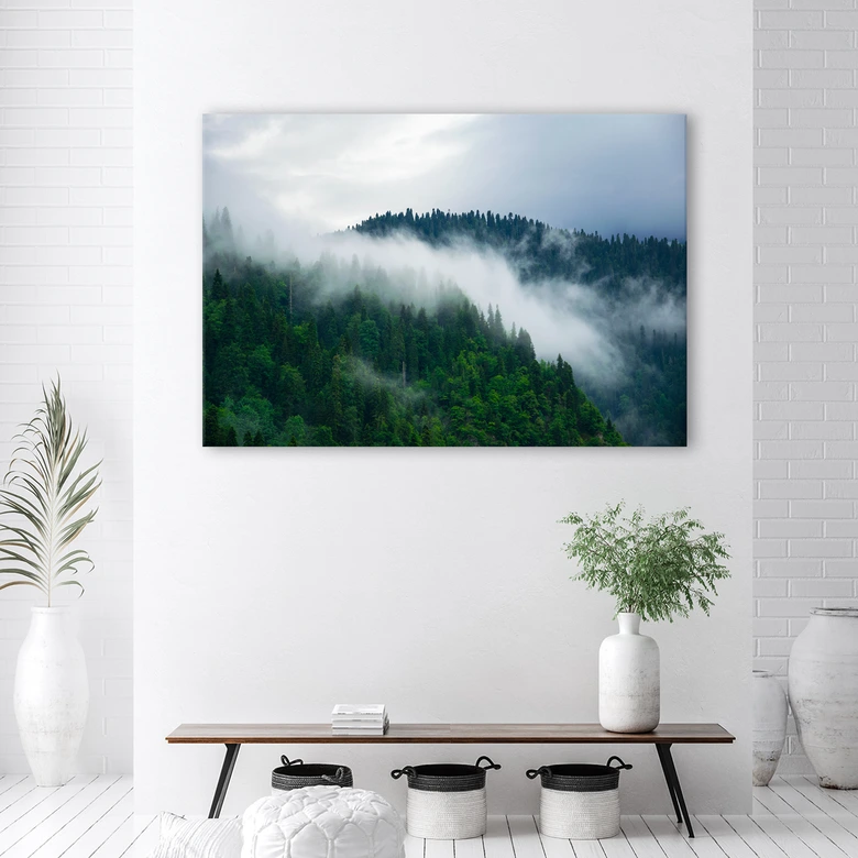Leinwandbild, Wald im Nebel 