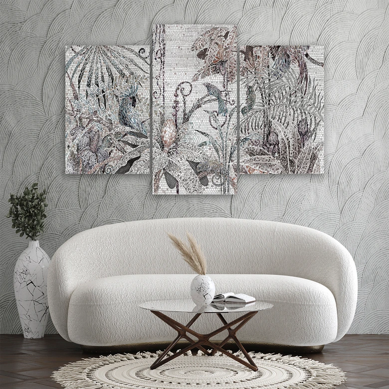 Leinwandbild 3 teilig, Mosaik -Dschungel 