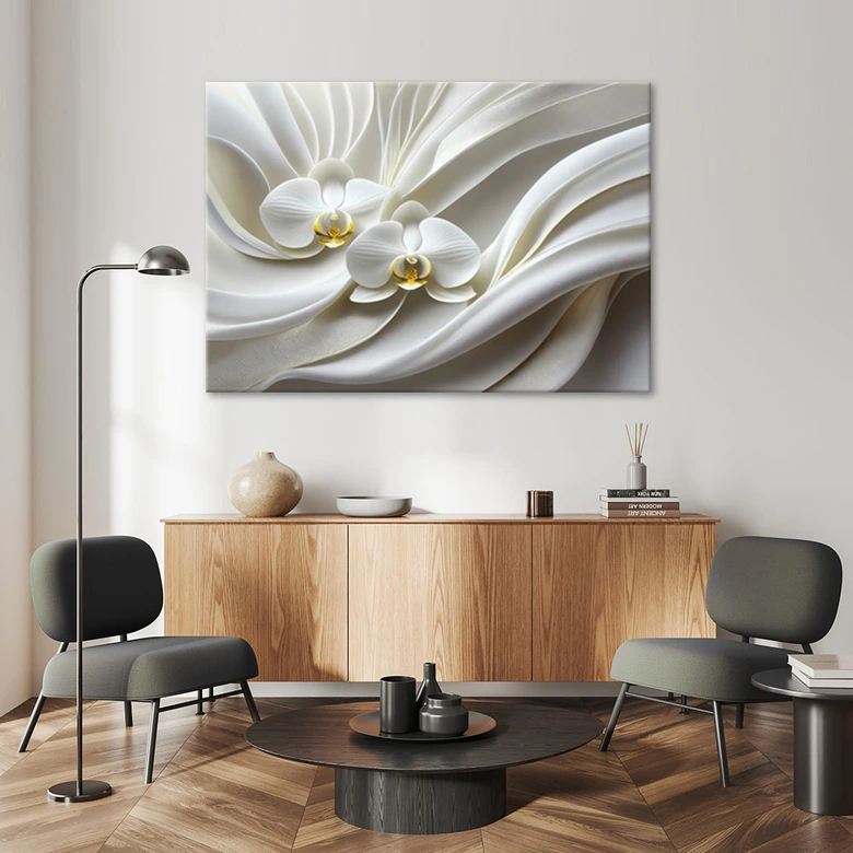 Leinwandbild Weiße Orchidee abstrakt 3D 