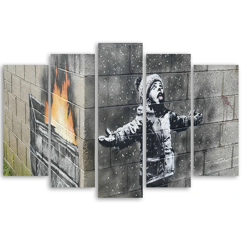 5-delige canvasprint, Banksy Smog Boy Street 