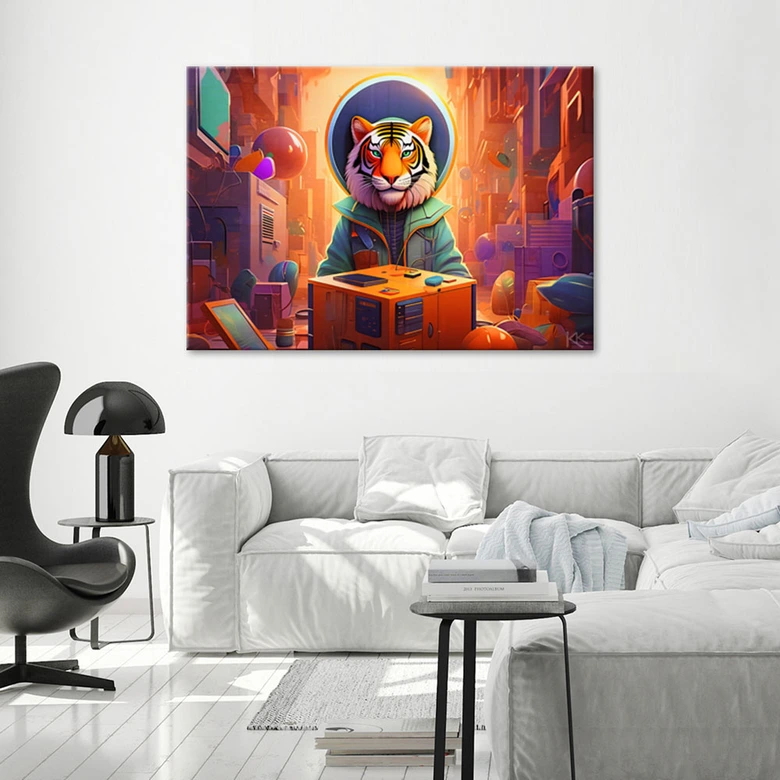 Leinwandbild, Moderner Tiger Abstraktion 