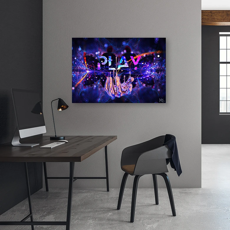Canvasbillede, Neon spilkonsol gamer 