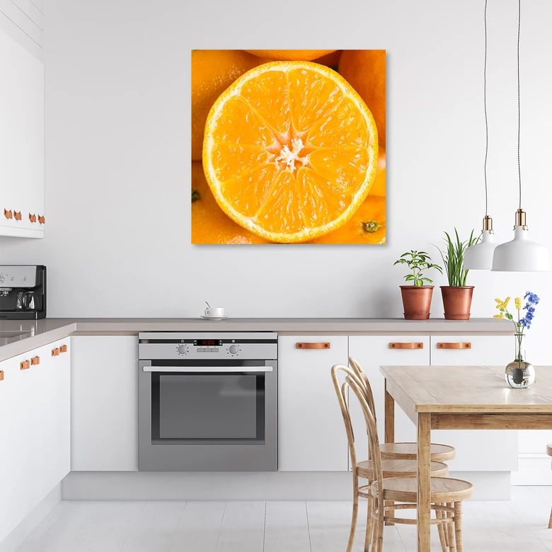 Leinwandbild, Obst Orange Makro 