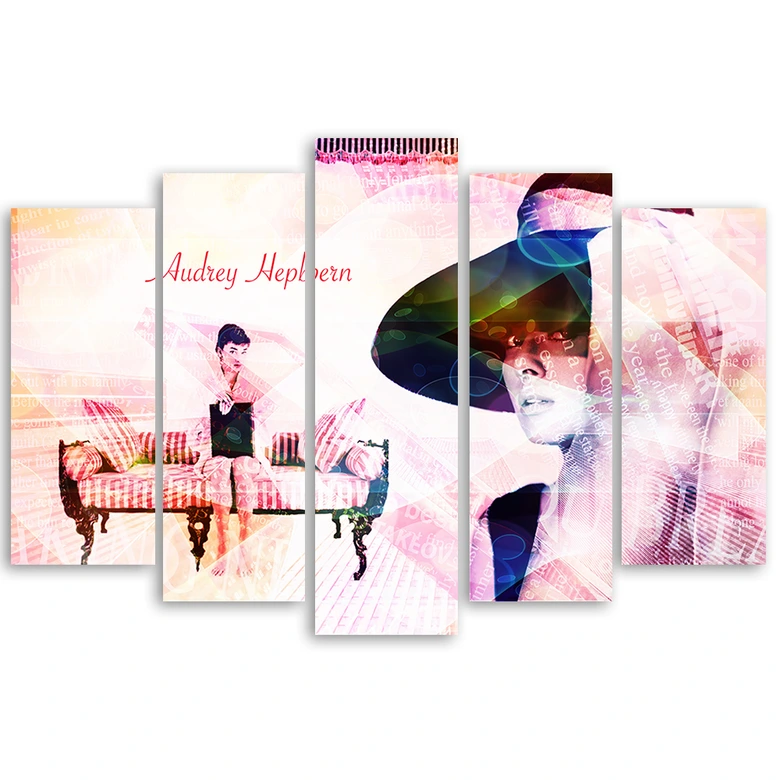 Leinwandbild 5 teilig, Audrey Hepburn 