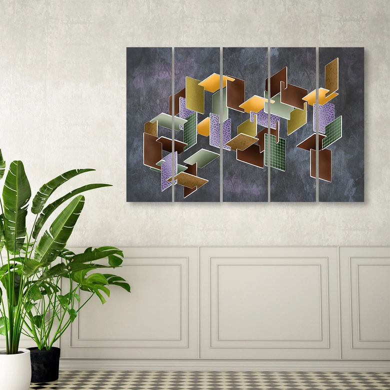 Leinwandbild 5 teilig, 3D -Rätsel 